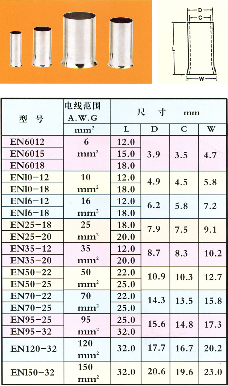 管形裸端头EN型